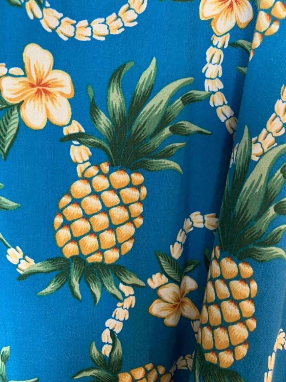 Reyn Spooner Womens Beach Swimsuit Coverup XL Blue Pineapple Print Tassel Tie - Picture 4 of 15